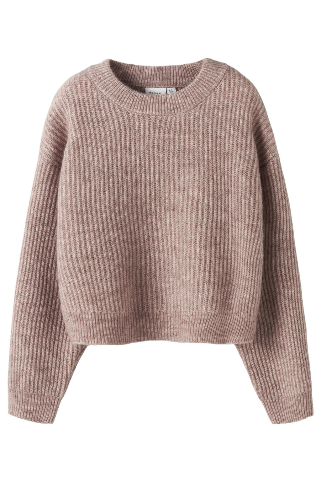 Lilakleurige meisjes NAME IT KIDS trui grof gebreid van polyester met effen en lange mouwen