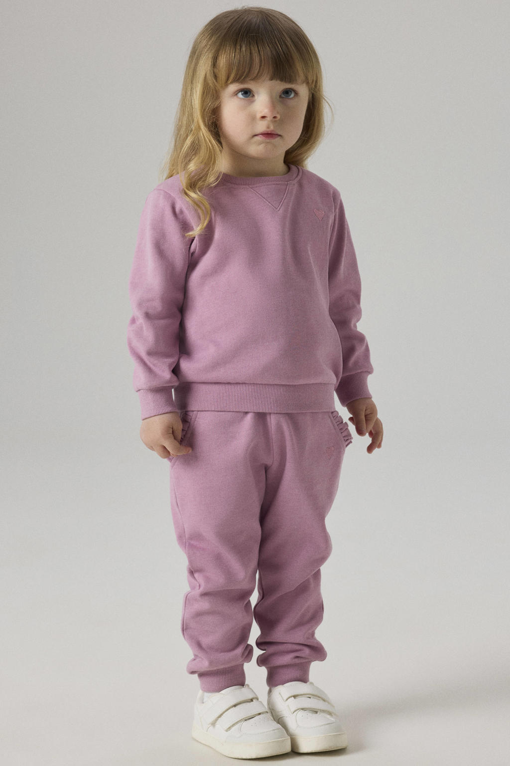 Lilakleurige meisjes NAME IT MINI sweater van katoen met effen, lange mouwen, ronde hals en geribde boorden