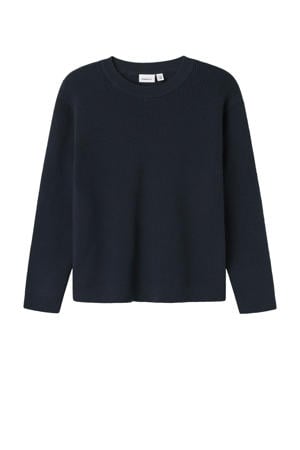 trui donkerblauw gebreid