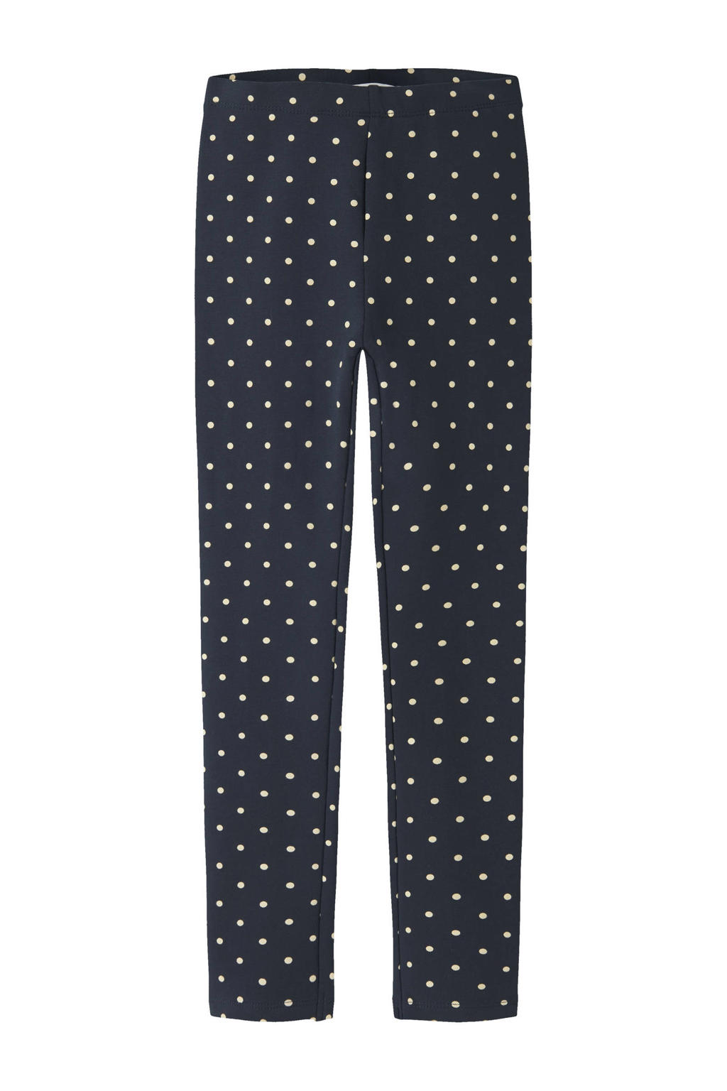 Donkerblauwe meisjes NAME IT KIDS legging van stretchkatoen met regular fit, elastische tailleband en stippenprint