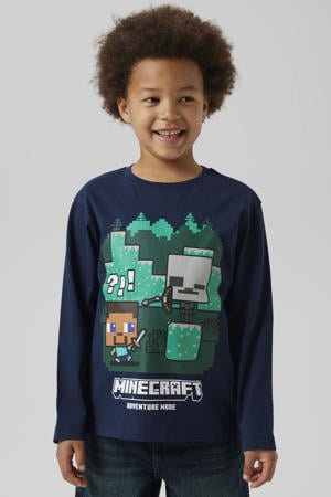 Minecraft longsleeve donkerblauw