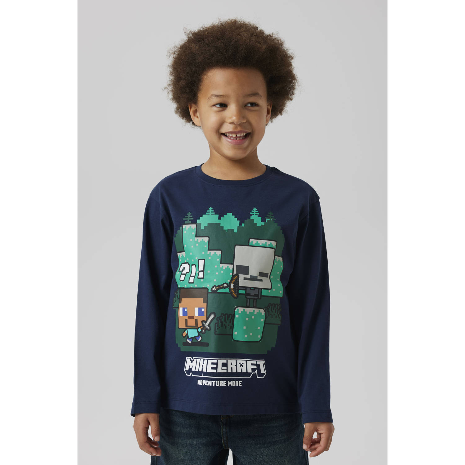 NAME IT KIDS Minecraft longsleeve donkerblauw