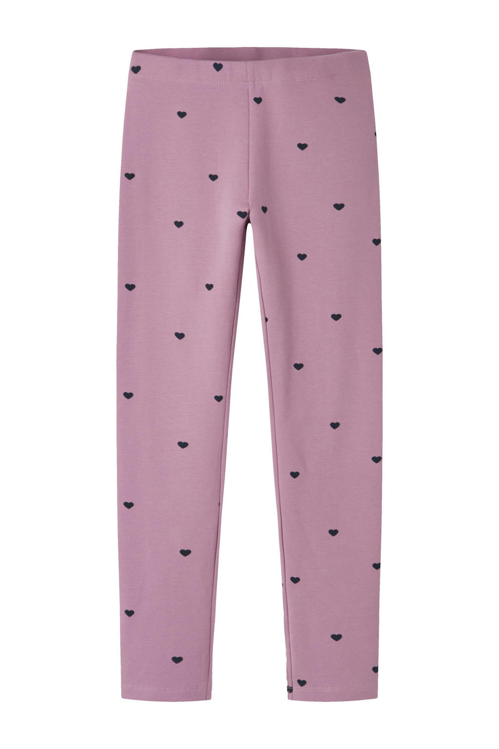 Paarse meisjes NAME IT KIDS legging van stretchkatoen met regular fit, elastische tailleband en hartjesprint