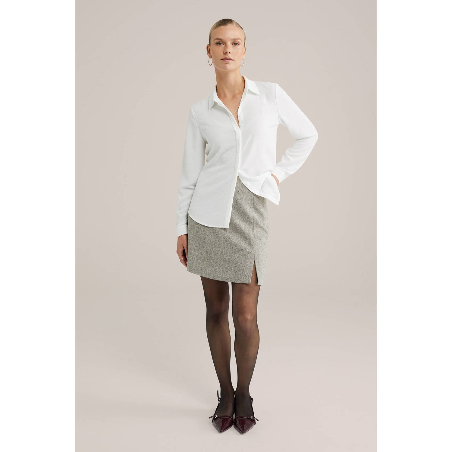 WE Fashion korte rok grijs melange