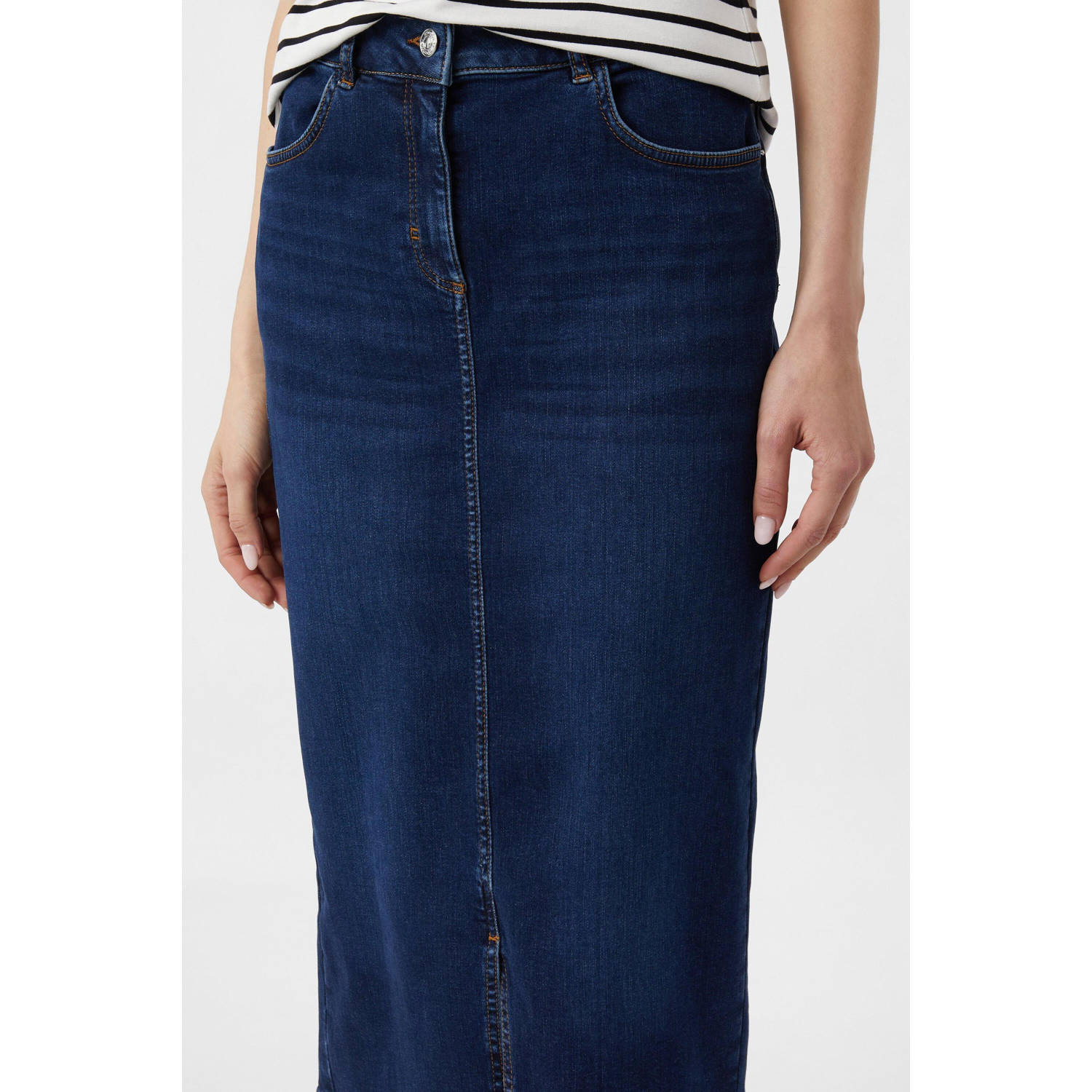 comma denim spijkerrok dark blue denim