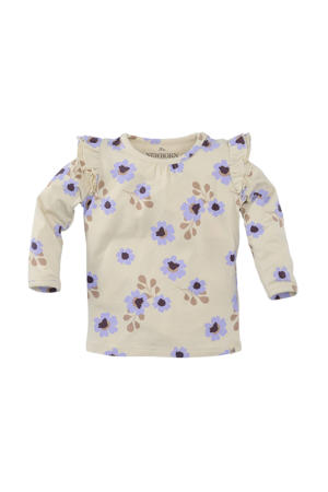 longsleeve Elizan met ruches ecru/lila