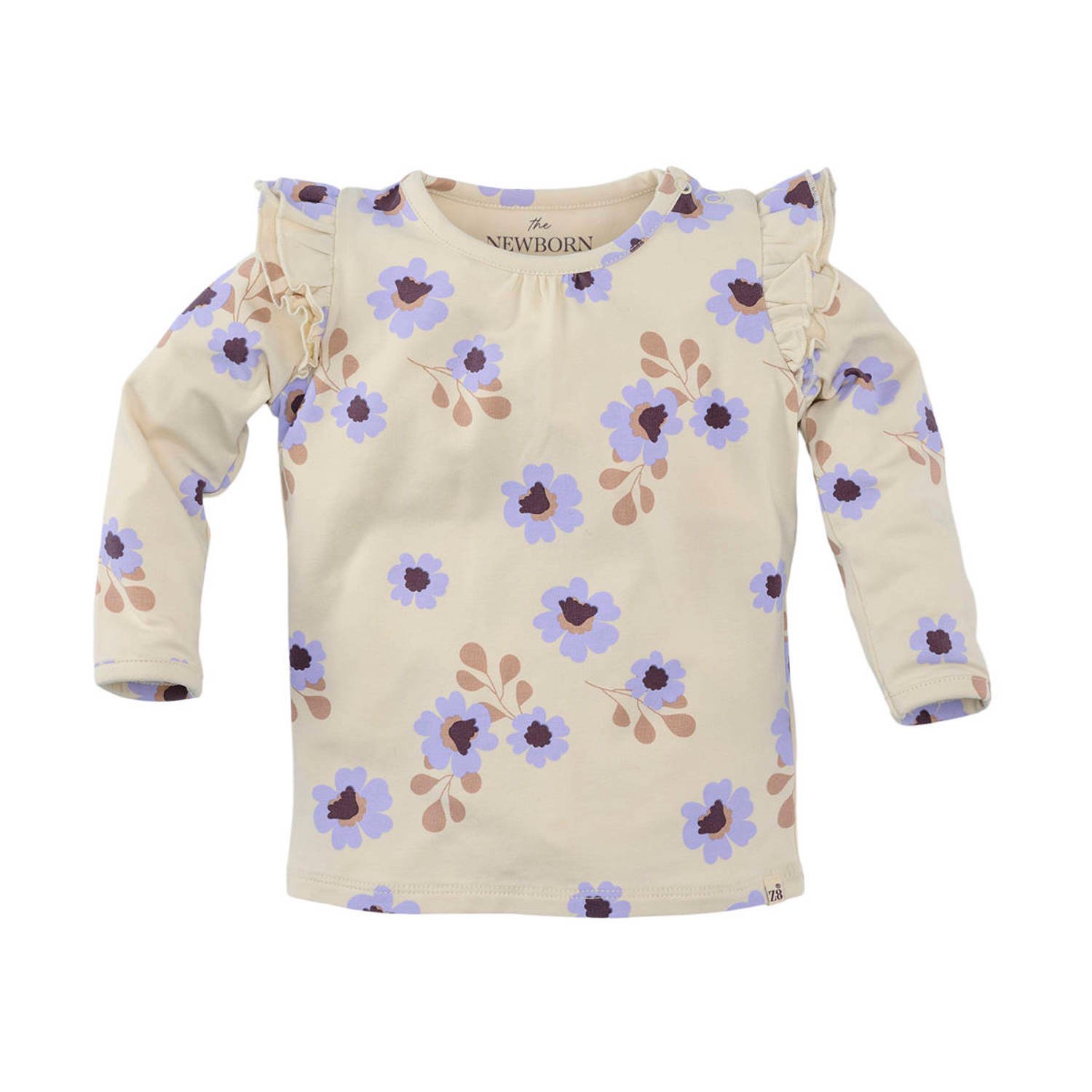 Z8 newborn longsleeve Elizan met ruches ecru lila