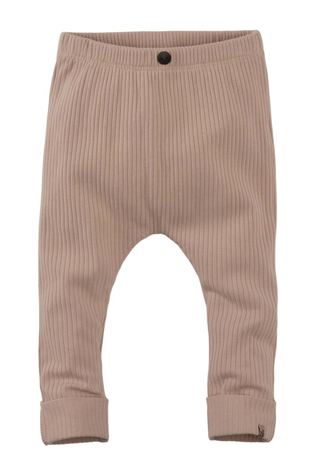 Beige jongens Z8 newborn baby broek Pepper van stretchkatoen met elastische tailleband en effen