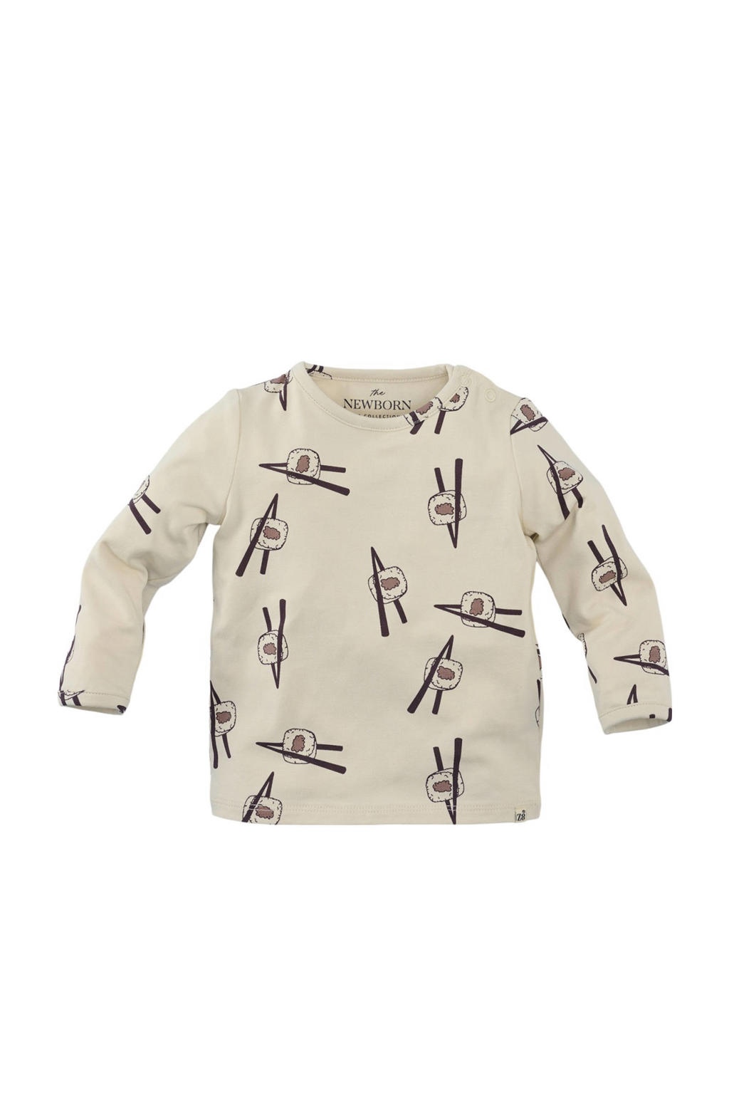 Ecru jongens Z8 newborn longsleeve Quirijn van katoen met lange mouwen en ronde hals