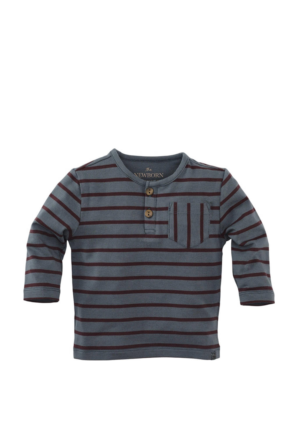 Grijze jongens Z8 newborn longsleeve Jelke van katoen met strepenprint, lange mouwen en ronde hals