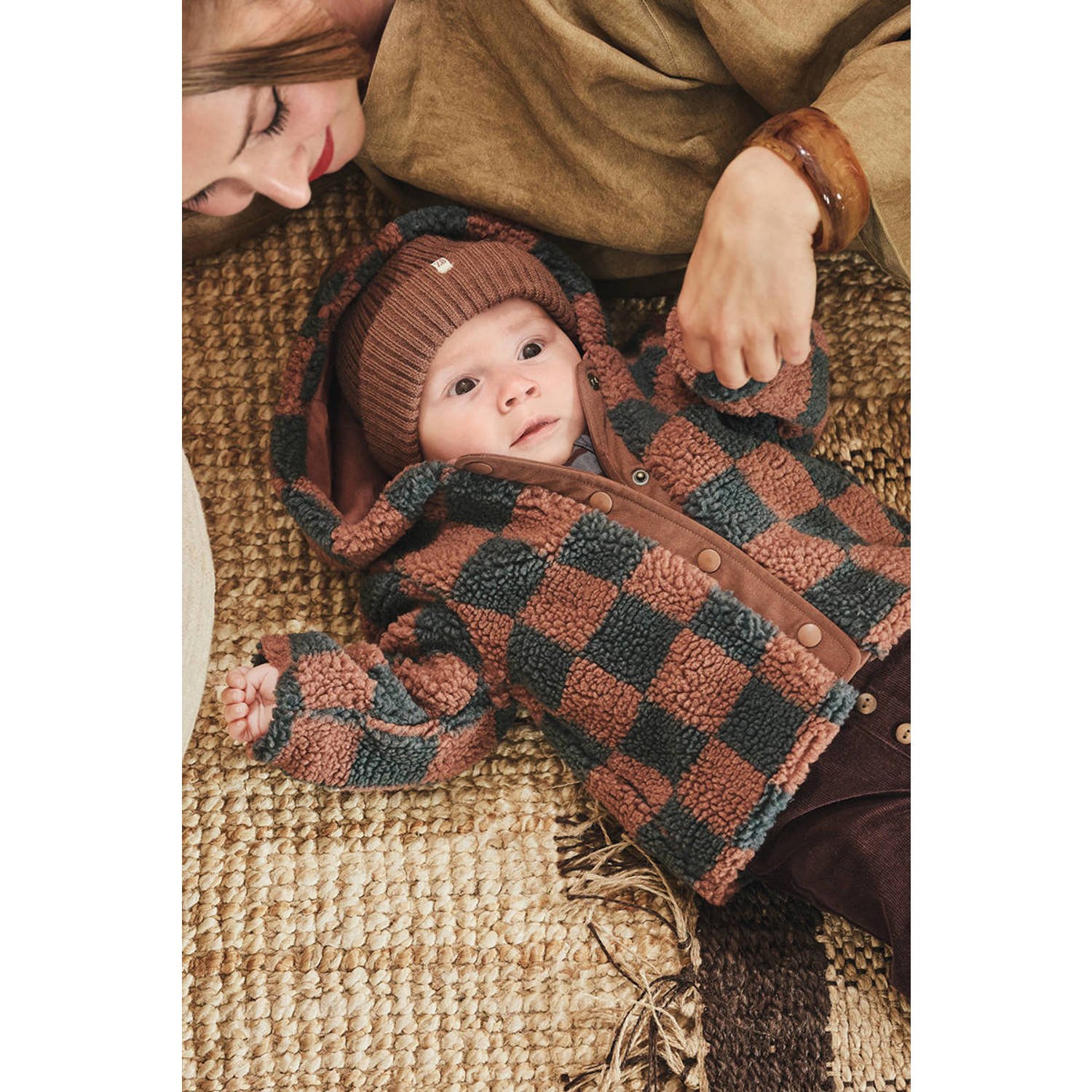Z8 newborn teddy winterjas Naim bruin grijs