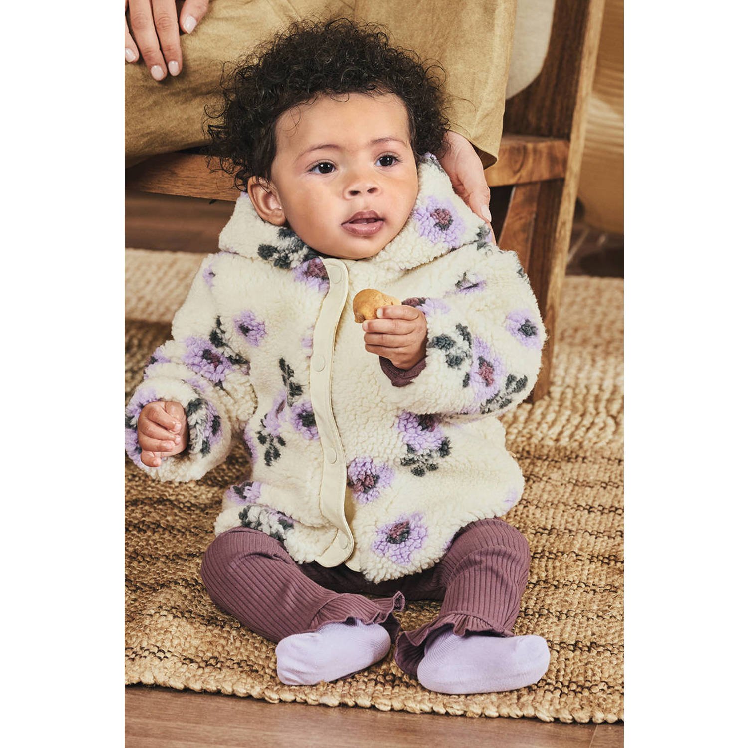 Z8 newborn teddy winterjas Nayla offwhite paars