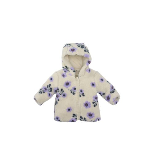Z8 newborn teddy winterjas Nayla offwhite/paars afbeelding