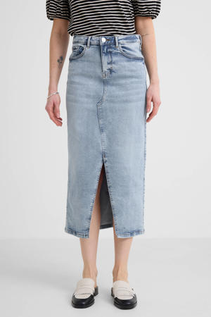 denim rok bleached blauw