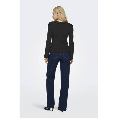 ONLY top zwart rib gebreid afbeelding