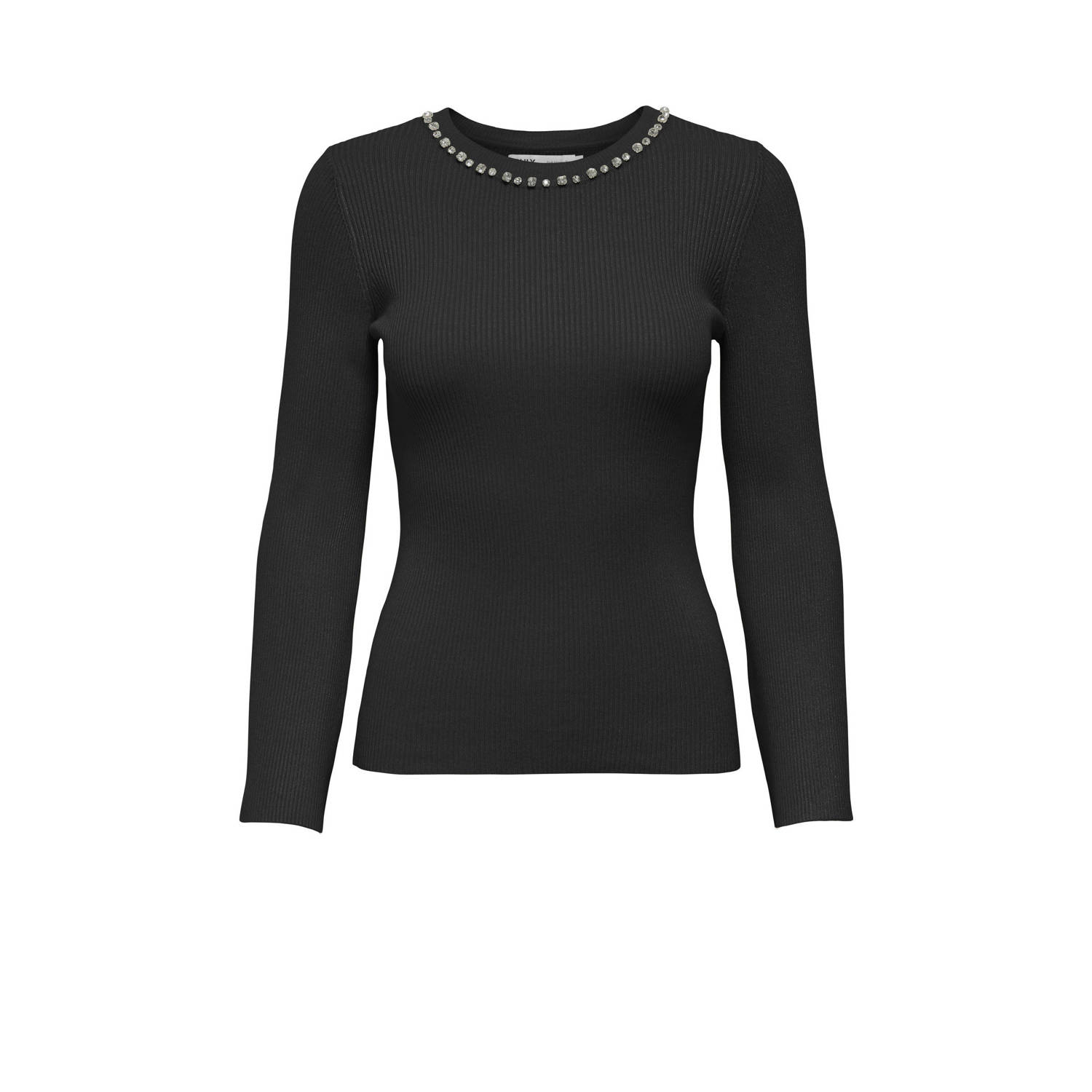 ONLY top zwart rib gebreid