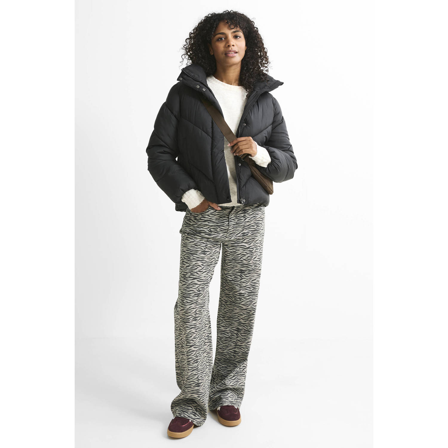 ONLY high waist wide leg jeans grijs