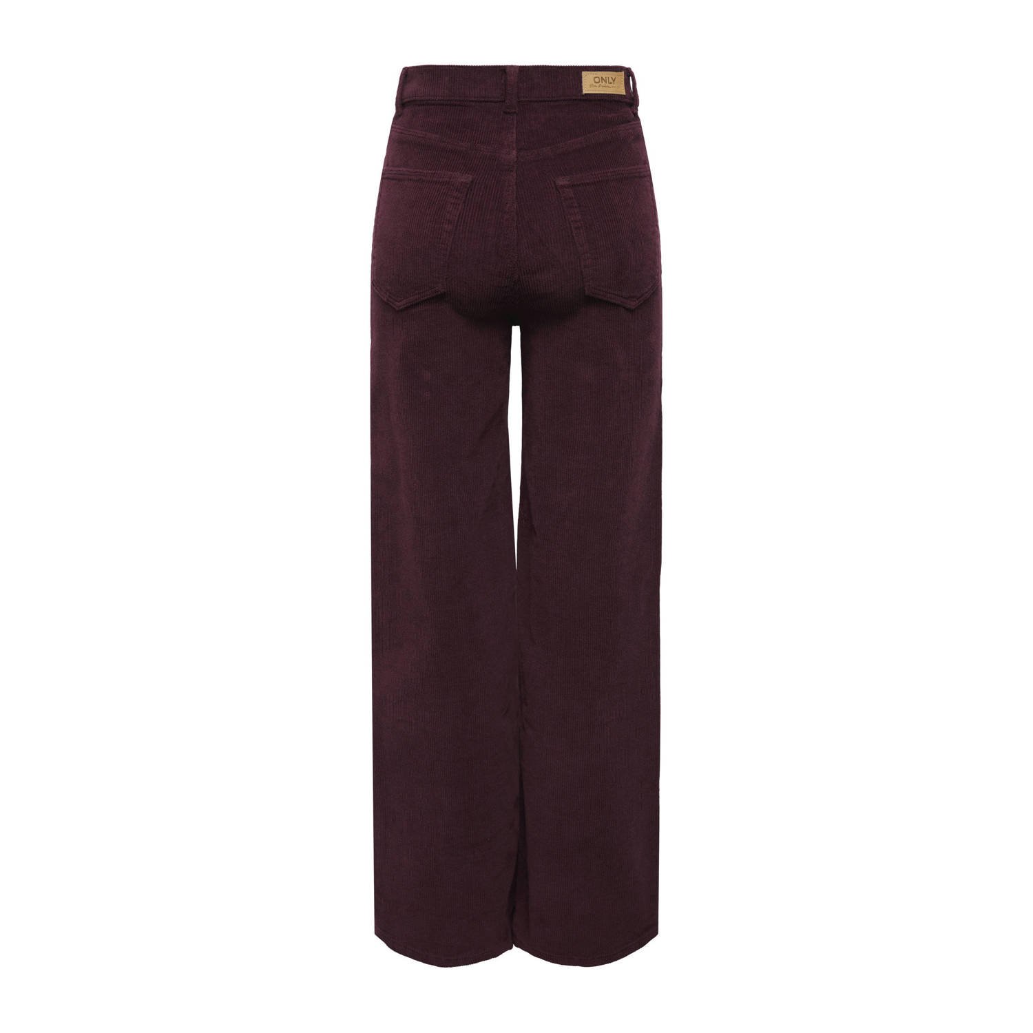ONLY straight high waist casual broek rib gebreid donkerrood