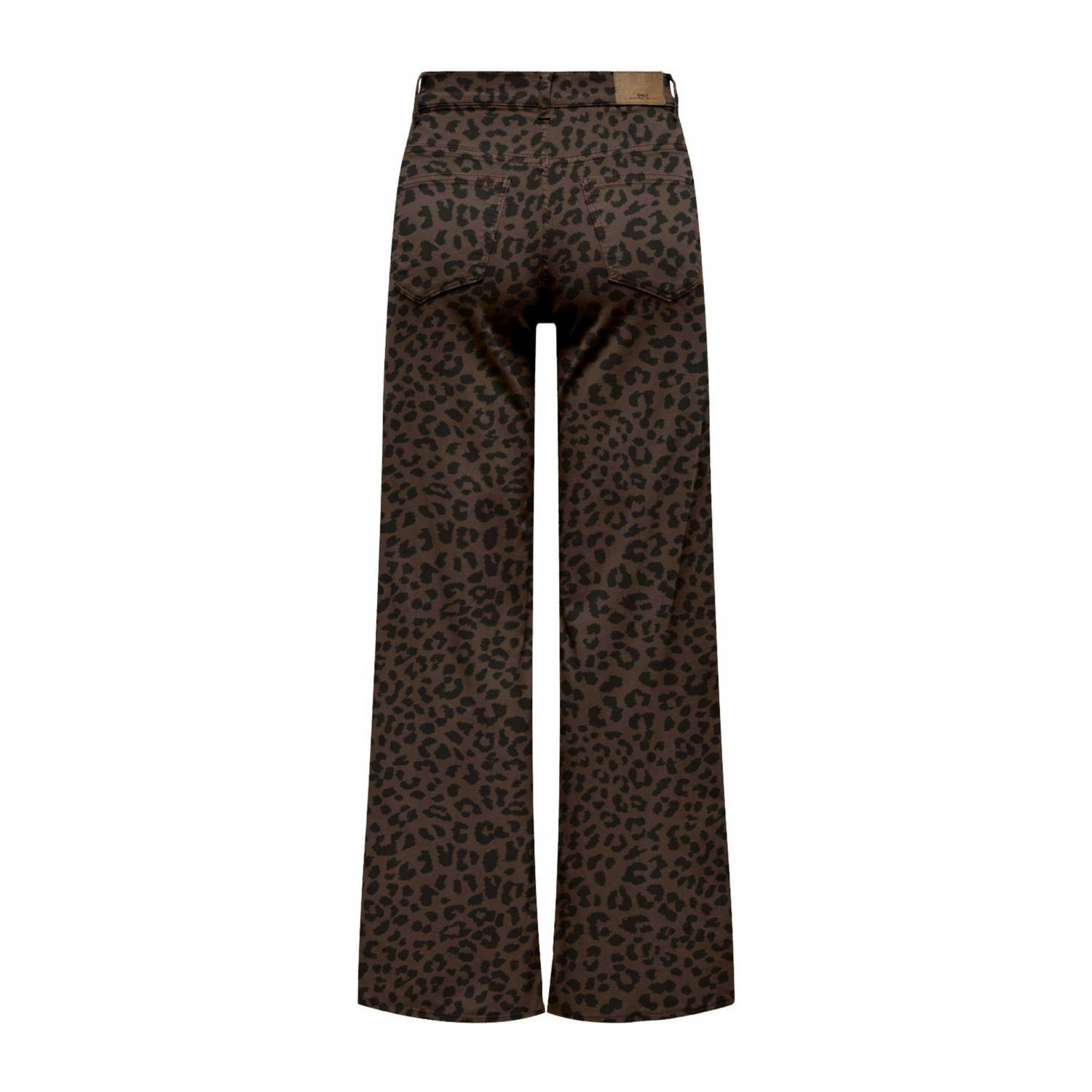 ONLY high waist wide leg jeans panterprint donkerbruin zwart