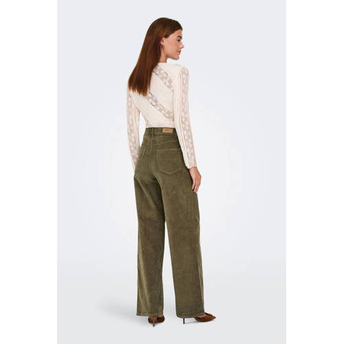 ONLY straight high waist casual broek rib gebreid afbeelding