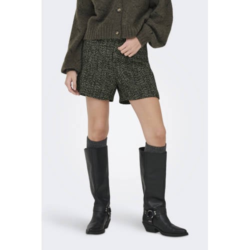 ONLY straight regular waist casual short donkergroen afbeelding