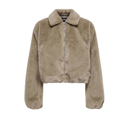ONLY faux fur jas lichtbruin afbeelding