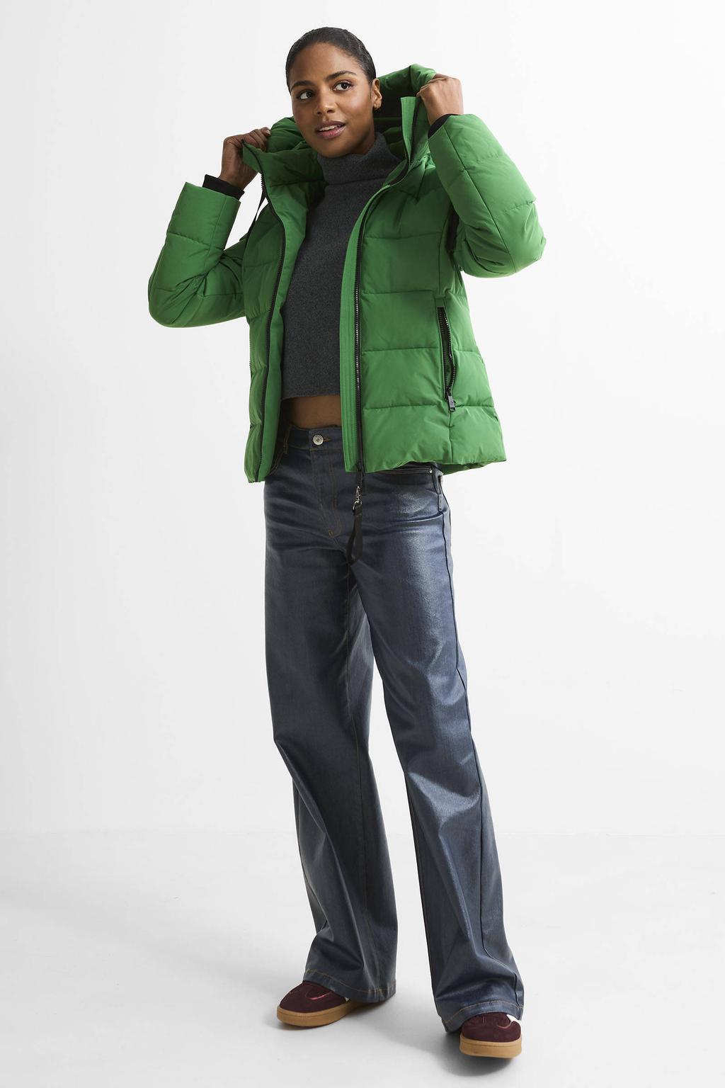 Grijze dames ONLY gebreide trui van polyester met effen, lange mouwen en col