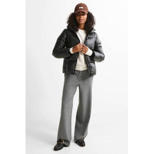 ONLY wide leg regular waist pantalon zwart afbeelding