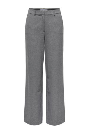 wide leg regular waist pantalon zwart