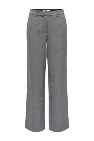 wide leg regular waist pantalon zwart