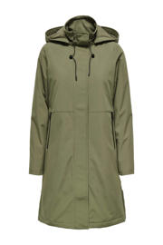 thumbnail: Groene dames ONLY parka van polyester met effen, lange mouwen, capuchon en blinde ritssluiting