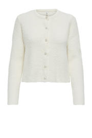 thumbnail: Ecru dames ONLY cardigan van acryl met effen, lange mouwen, ronde hals, knoopsluiting en parels