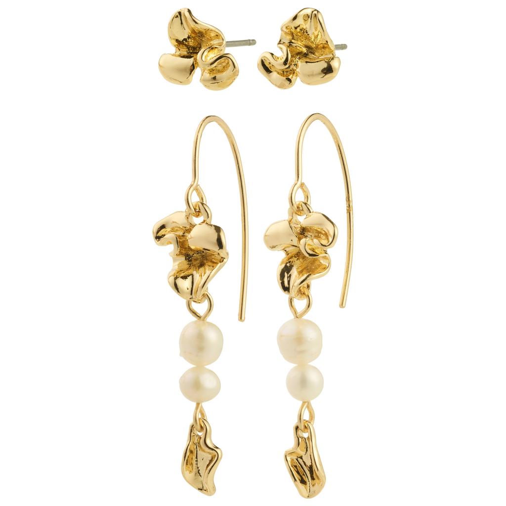 PILGRIM gold plated oorbellen Luis (set van 2)