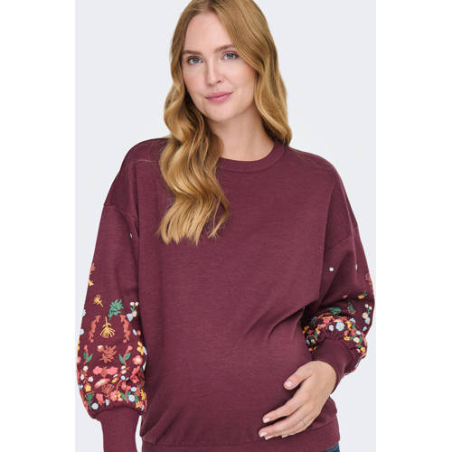 ONLY MATERNITY zwangerschaps sweater donkerrood afbeelding