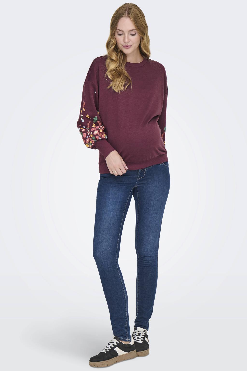 ONLY MATERNITY zwangerschaps sweater donkerrood