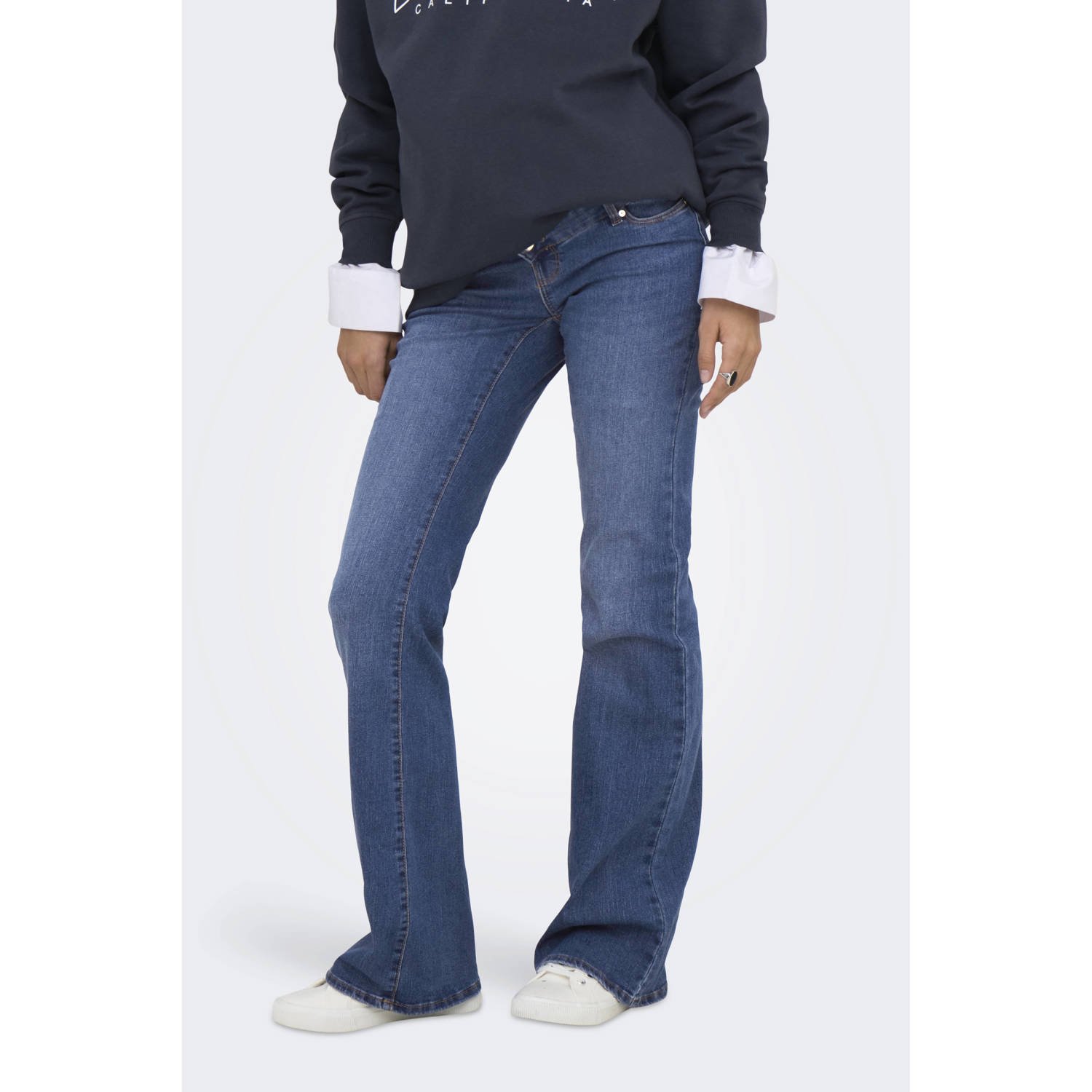 ONLY MATERNITY high waist zwangerschapskleding flared jeans medium blue denim