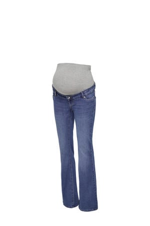 high waist zwangerschapskleding flared jeans medium blue denim