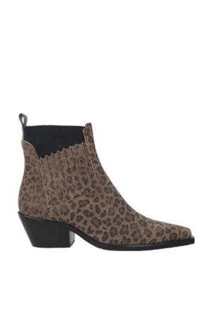 The Walking Boot suède cowboylaarzen met panterprint bruin