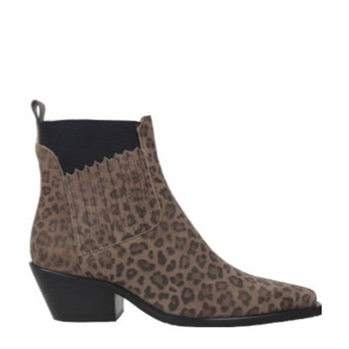 Copenhagen Shoes The Walking Boot suède cowboylaarzen met panterprint bruin afbeelding