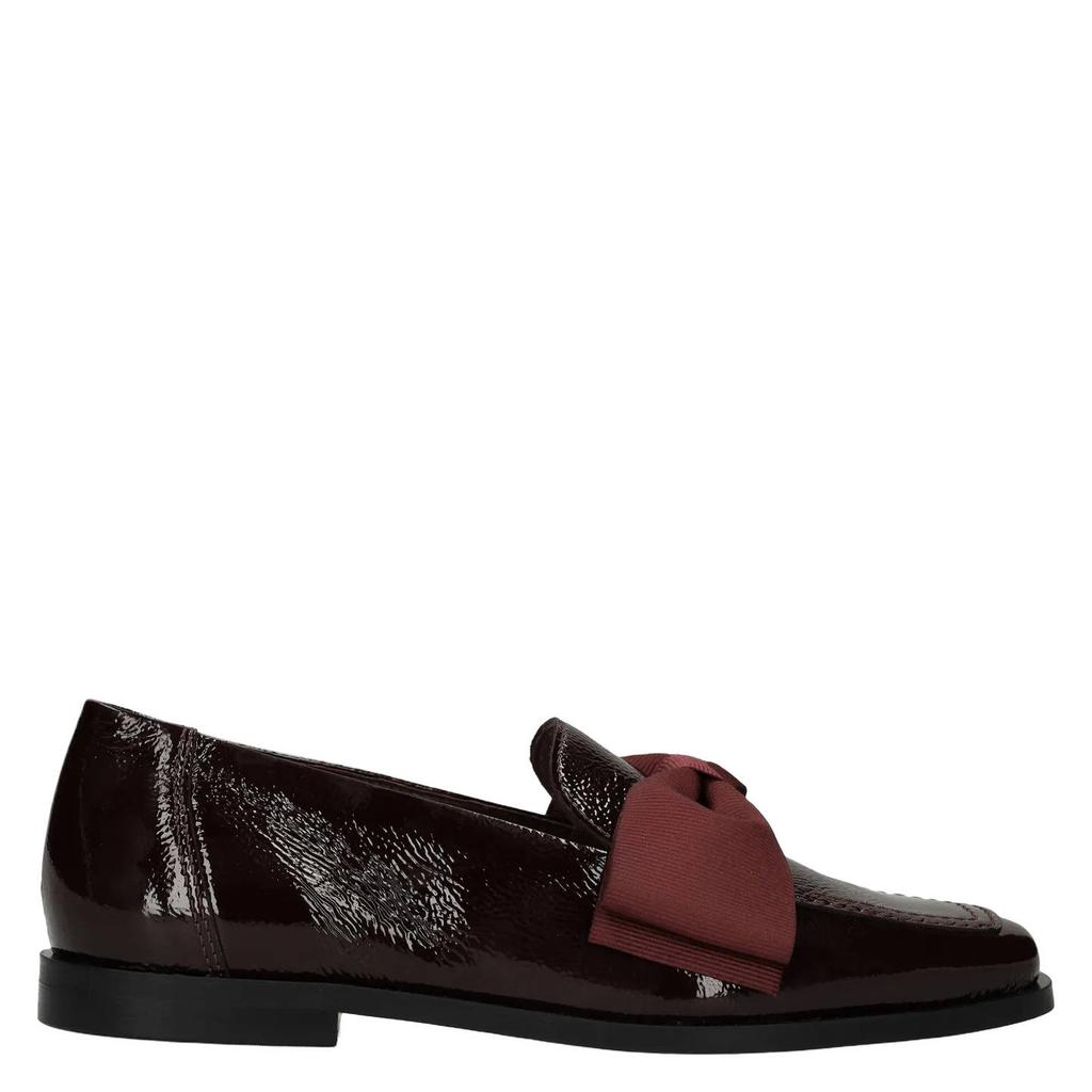 Bordeaux dames Manfield lakleren loafers met strik