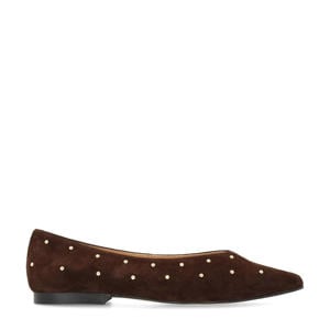 suède loafers met studs donkerbruin