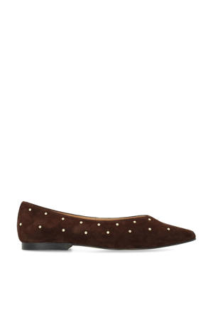 suède loafers met studs donkerbruin