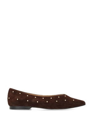suède loafers met studs donkerbruin