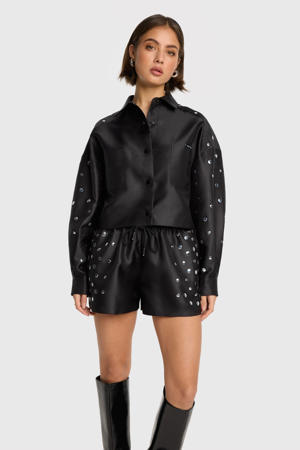 high waist biker short zwart
