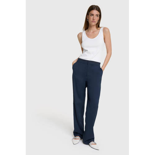 Alix the Label straight regular waist broek donkerblauw afbeelding