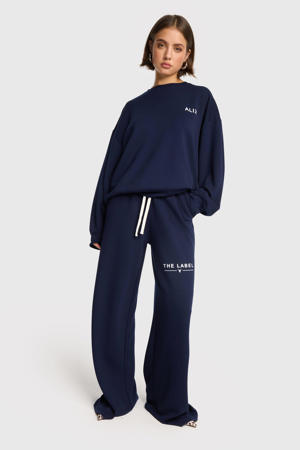 wide leg high waist broek donkerblauw