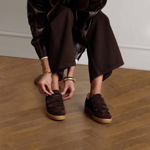 Manfield suède sneakers donkerbruin afbeelding