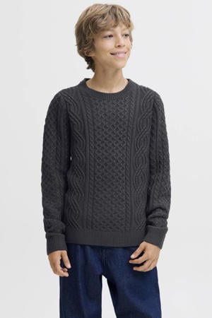 gebreide trui donkerblauw met kabels