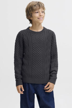 gebreide trui donkerblauw met kabels