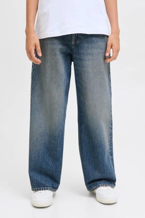 high waist wide leg jeans medium blue denim